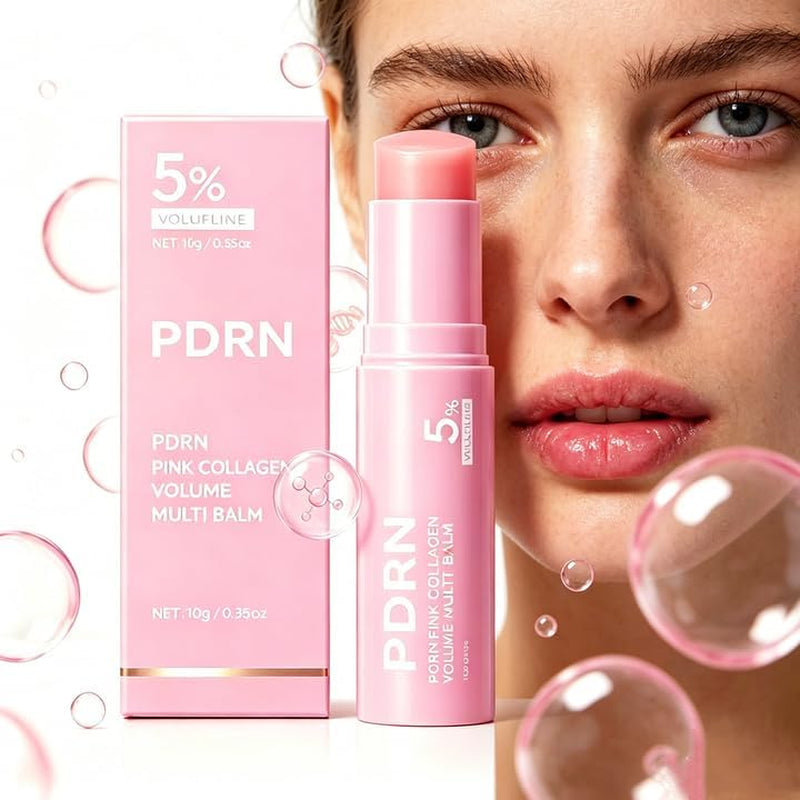 PDRN Pink Collagen Volume Multi Balm Stick - Volufiline, PDRN, NAD, Collagen, Face & Body Balm for Under-Eyes, Neck, Forehead, Smile Lines, Lips, Plumping, Radiance, Line Care (3PC)