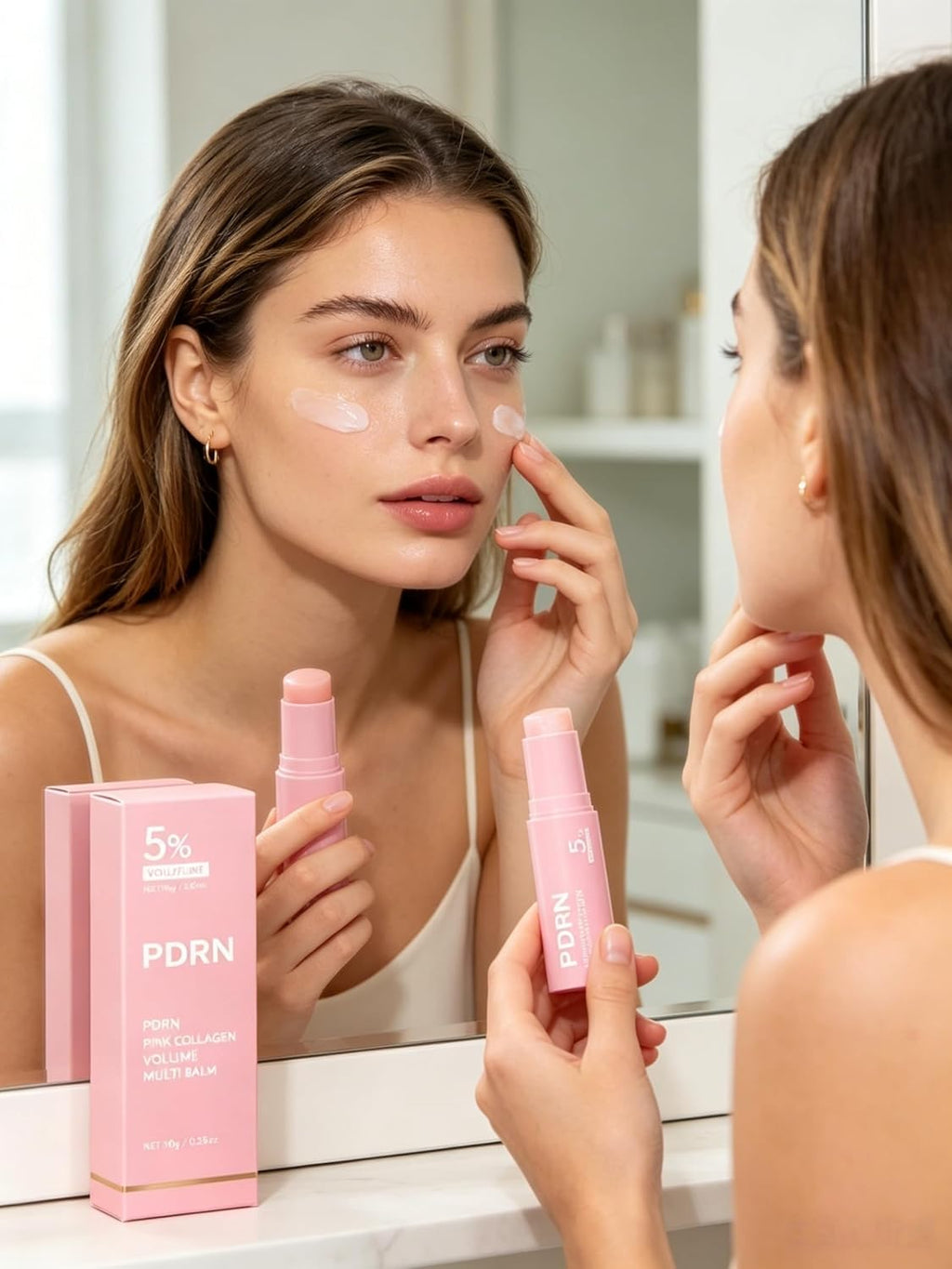 PDRN Pink Collagen Volume Multi Balm Stick - Volufiline, PDRN, NAD, Collagen, Face & Body Balm for Under-Eyes, Neck, Forehead, Smile Lines, Lips, Plumping, Radiance, Line Care (3PC)