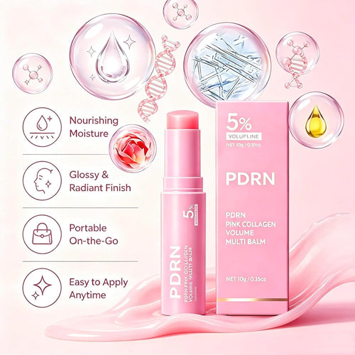 PDRN Pink Collagen Volume Multi Balm Stick - Volufiline, PDRN, NAD, Collagen, Face & Body Balm for Under-Eyes, Neck, Forehead, Smile Lines, Lips, Plumping, Radiance, Line Care (3PC)